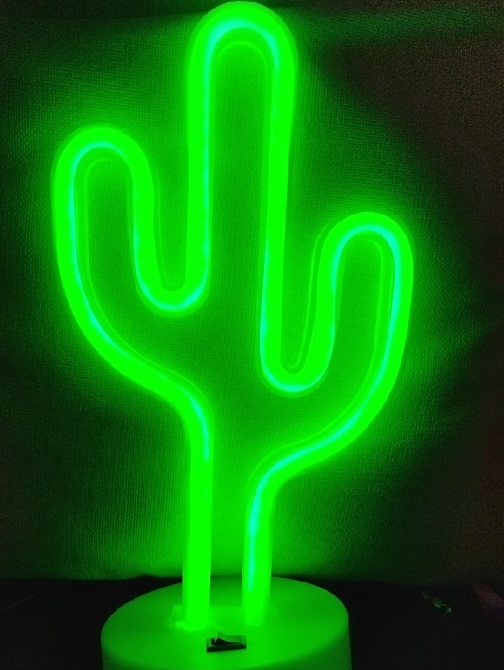 Green Neon Cactus Accent Lamp - LED Table Light Plus Bulb.